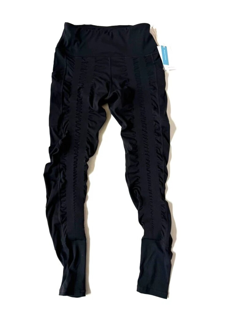 Sweetflexx Women 6 NWT Resistance Leggings Black Yoga Hi Rise Ruched Pant Pocket